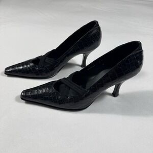 Donald J. Pliner Black Aligator Mojo Pointed Heels Women's Size 8M